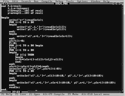Program napisany w jzyku Turbo Pascal